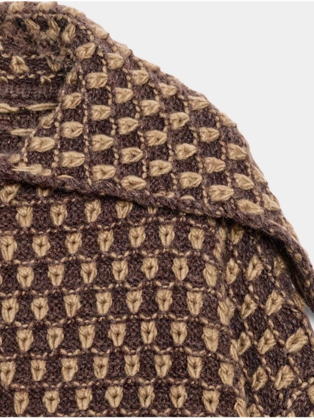 Zara Oversized Knit Jacket Mink Brown - Picture 10 of 12